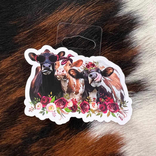 Sticker - Floral Cow Trio