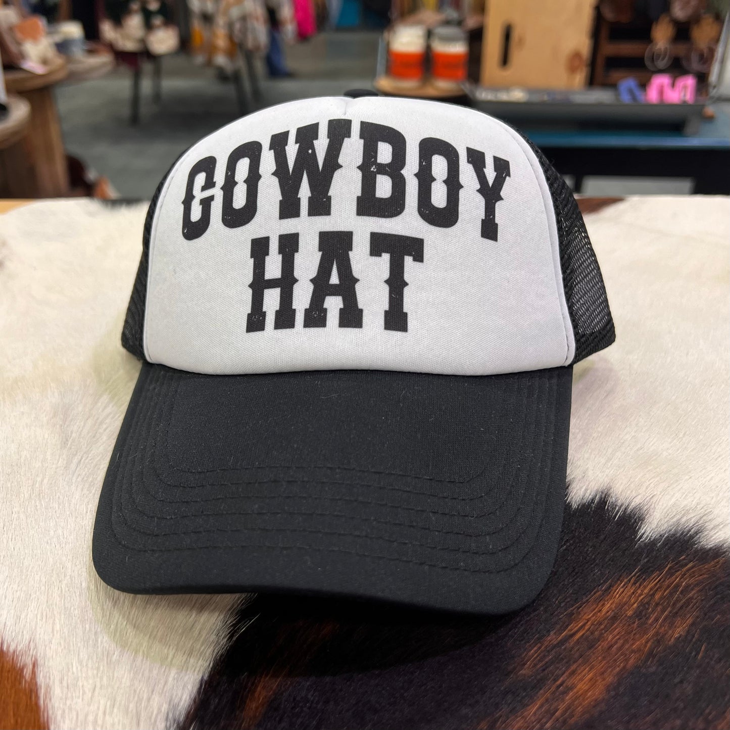 Cowboy Hat Black/White Trucker Hat