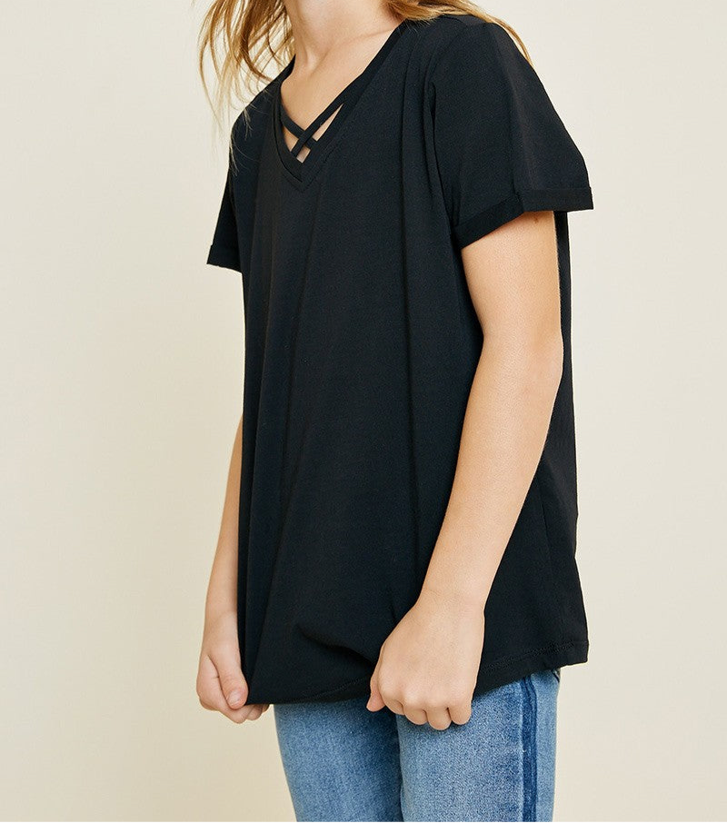 Girls Criss Cross Black Top