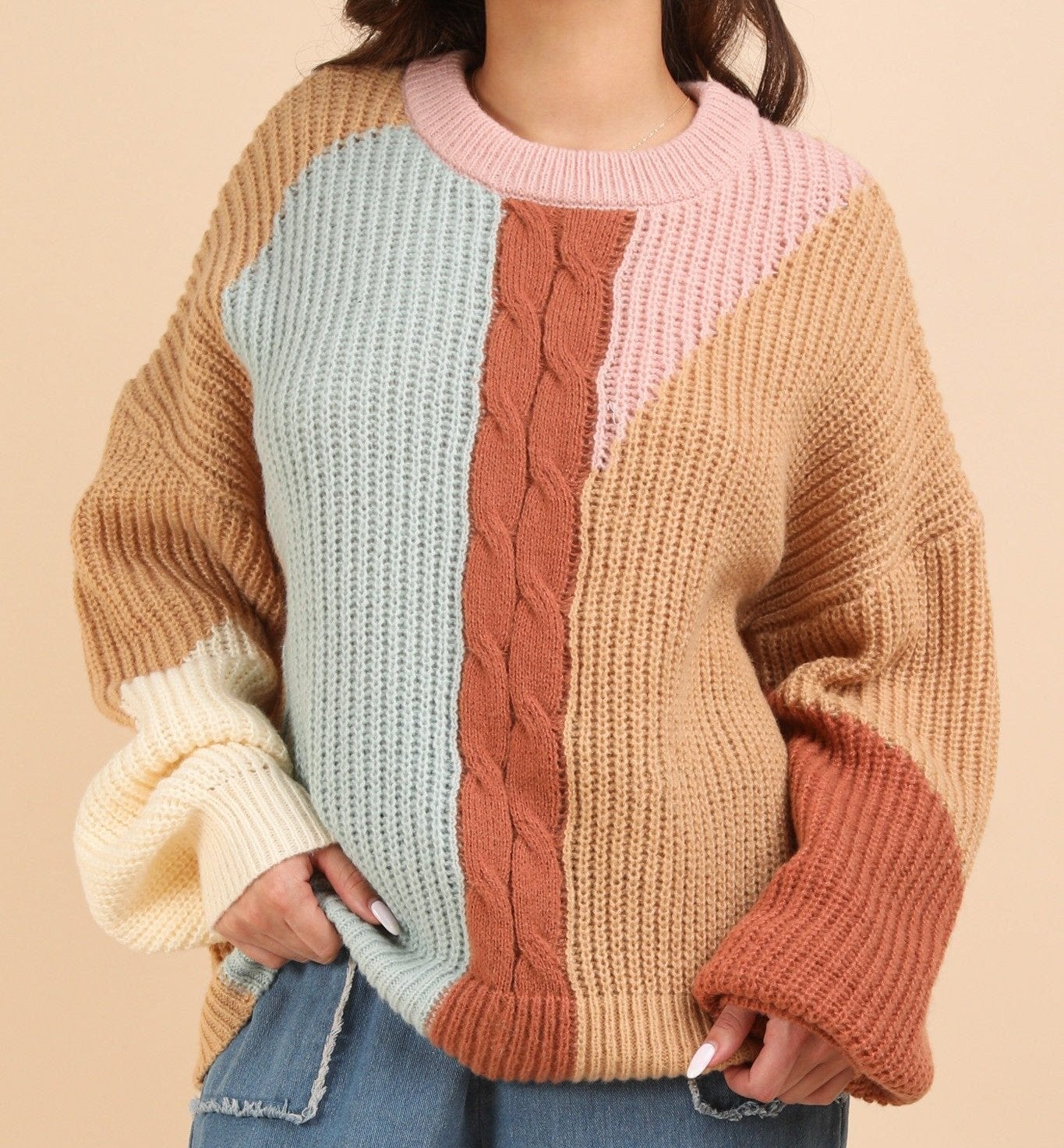 Blush Color Block Sweater