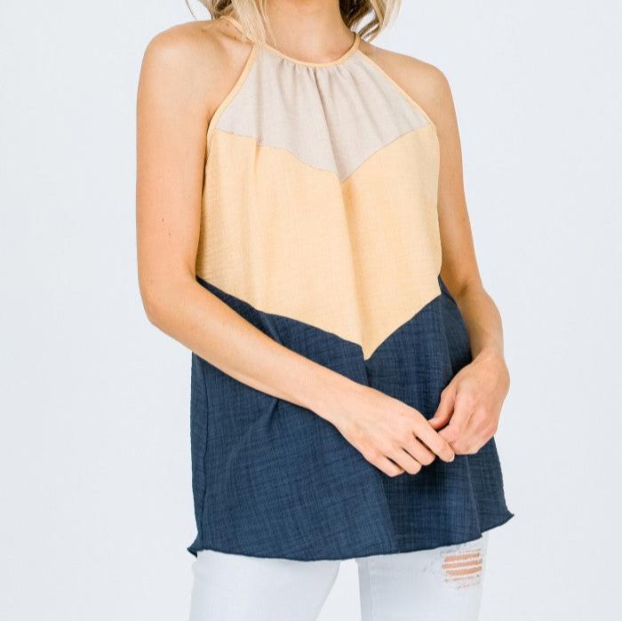 Denim Colorblock Tank