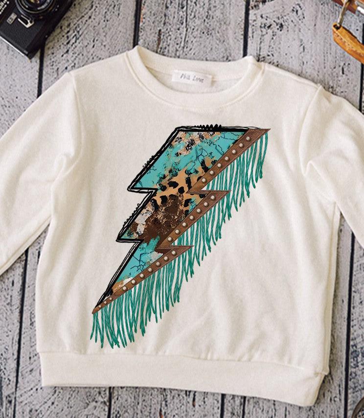 Youth Lightning Bolt Top - Ivory