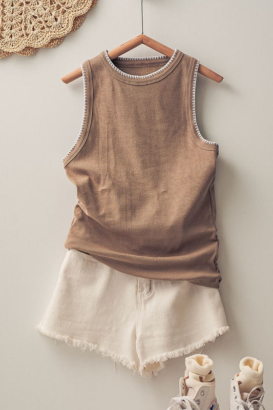 Taupe Buckstitch Tank