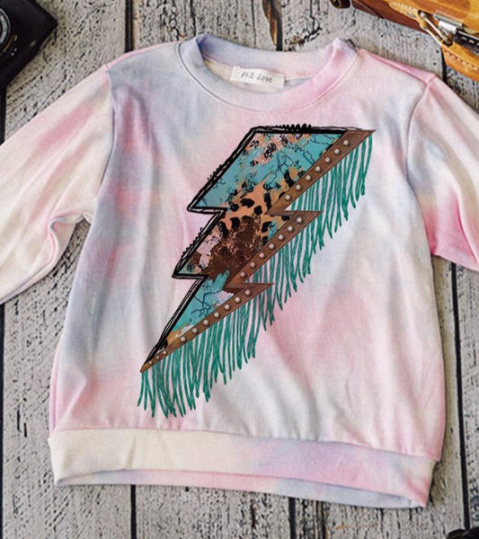 Youth Lightning Bolt Top - Tie Dye