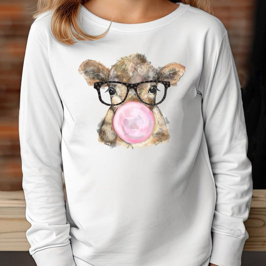 Youth Bubblegum Cow Top