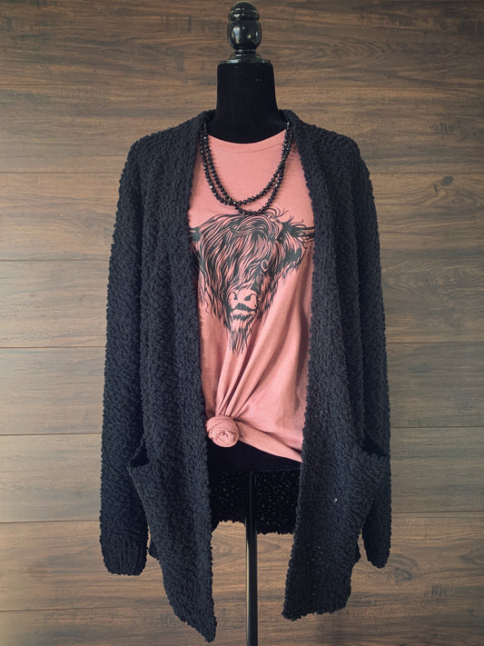 Black Popcorn Cardigan